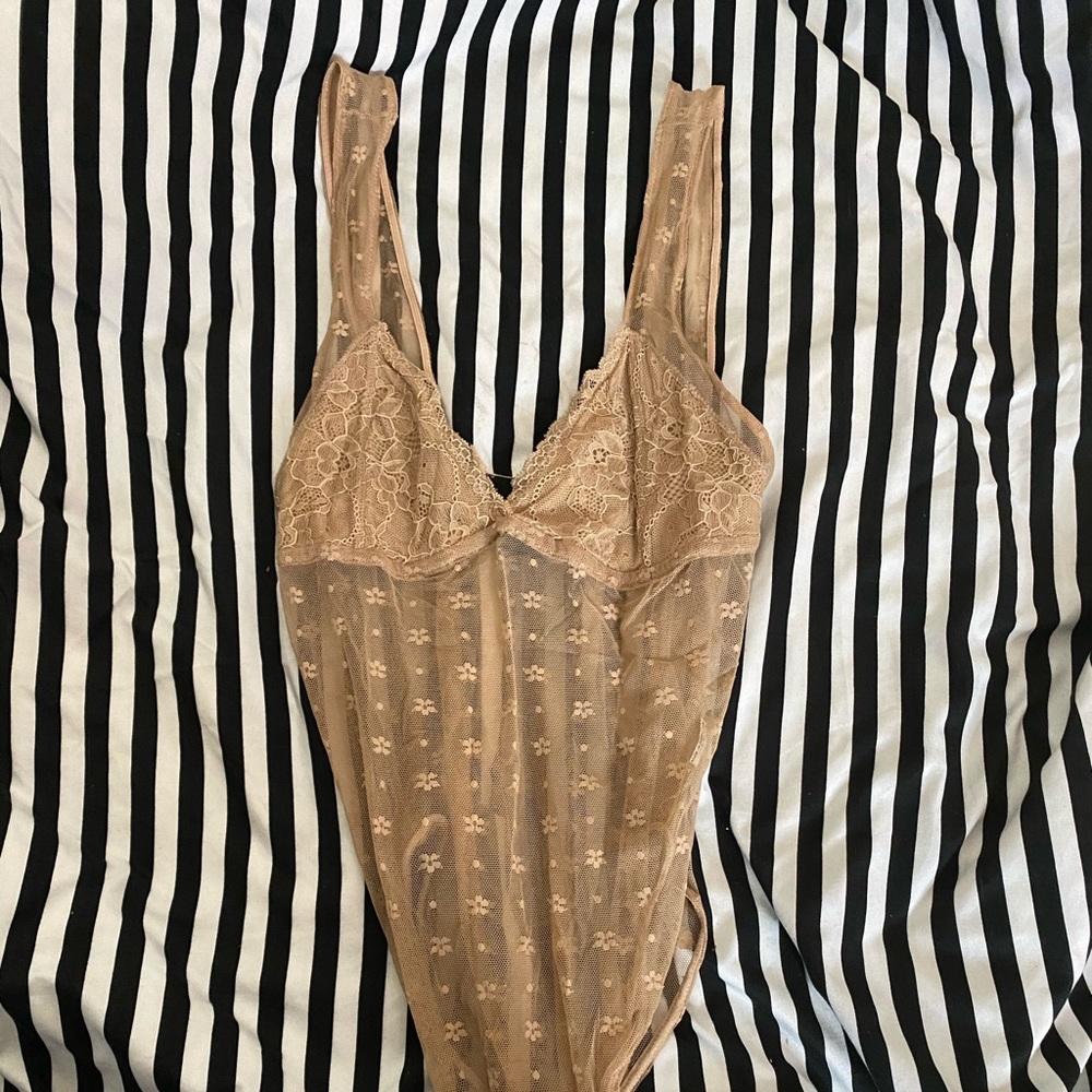 Tan lace bodysuit